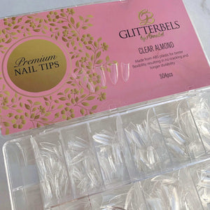504 box Clear Almond  Glitterbels nail tips