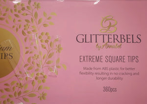 360 box Extreme Square Glitterbels nail tips